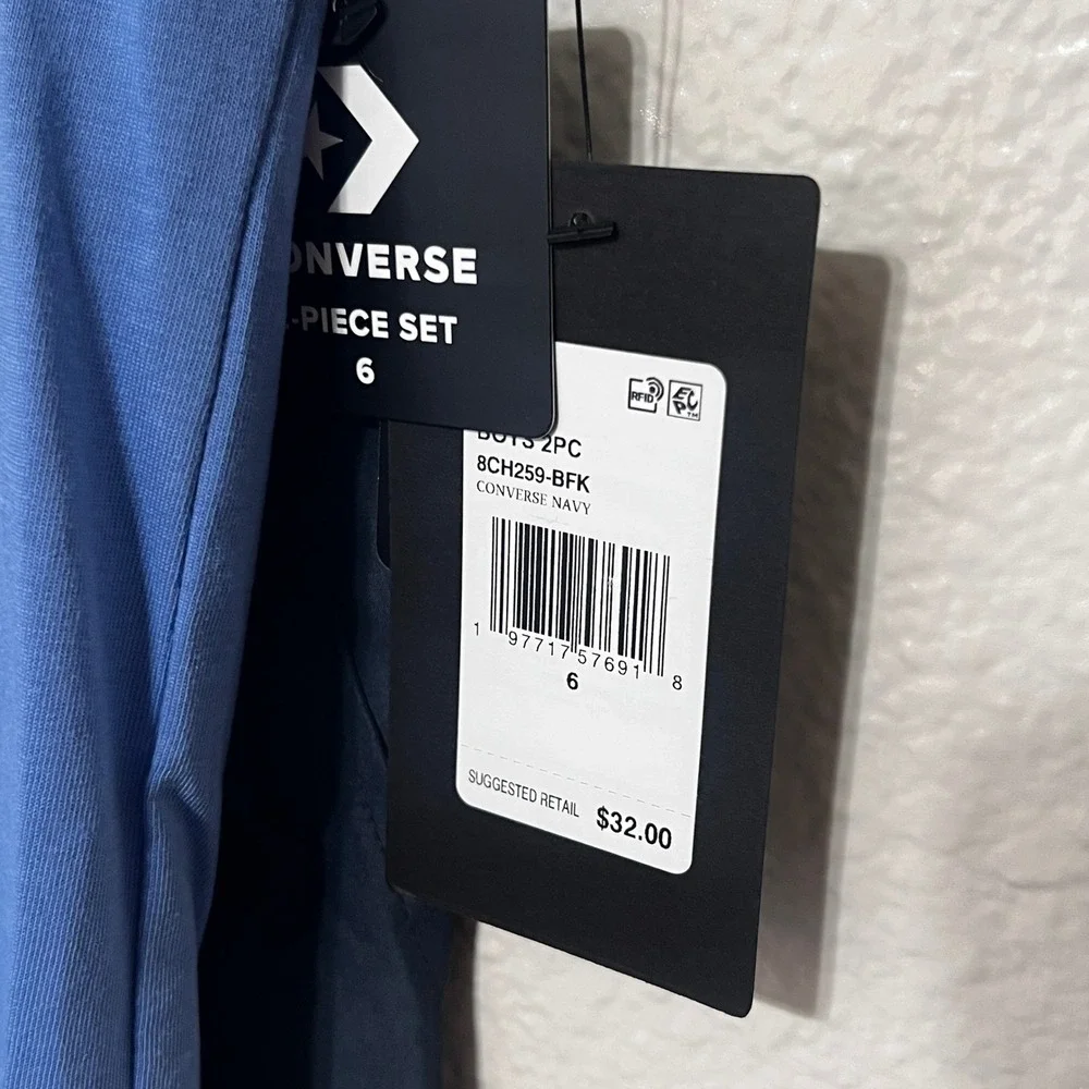 Converse Boys 2-Piece Set T-Shirt & Shorts Outfit Blue‎ Navy Size 6 MSRP $32